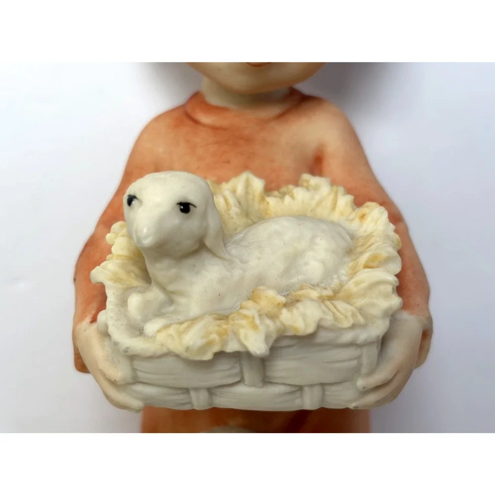 Giuseppe Armani Signed Boy Figurine Sheep Florence Italy Resin 6.5